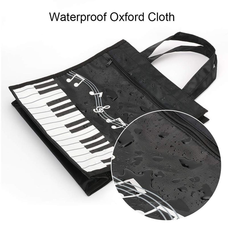 Rinastore Piano Keys Music Waterproof Oxford Cloth Handbag Tote Shopping Book Bag Gift for Kids & Students (Black) - Image 3